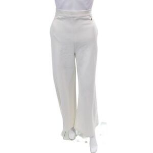 Rapsodia Womens High Wiasted Solid Wide Leg Flat Front Trousers White Size M